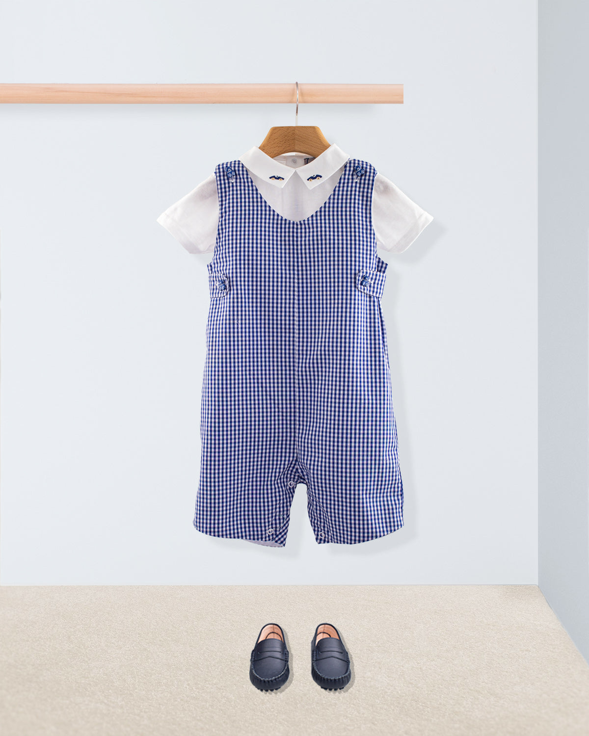 Kennedy Small Navy Gingham Romper - Romper