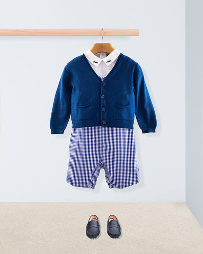 Kennedy Small Navy Gingham Romper - Romper