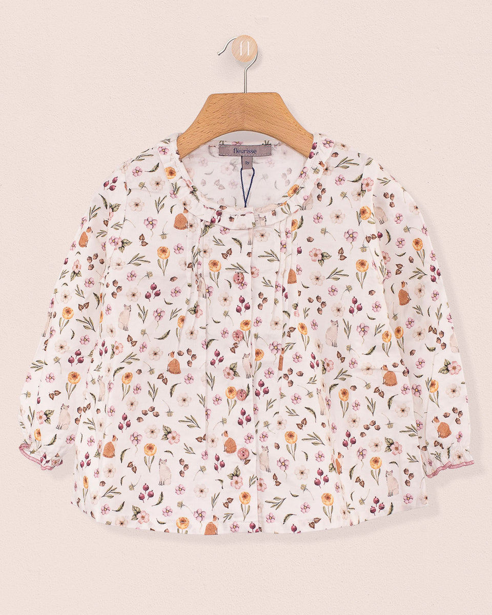 Ruffle Kitty Cat Floral Tunic