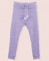 Ribbed Lavender Wool Mélange Knit Legging