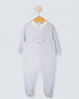 Light Blue Italian Velour Rocking Horse Footie