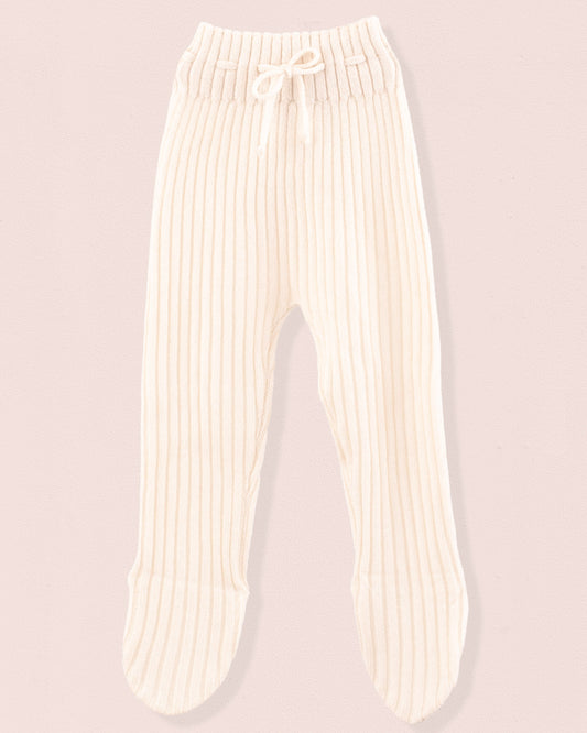 Cashmere Ribbed Cream Footed Legging - Legging