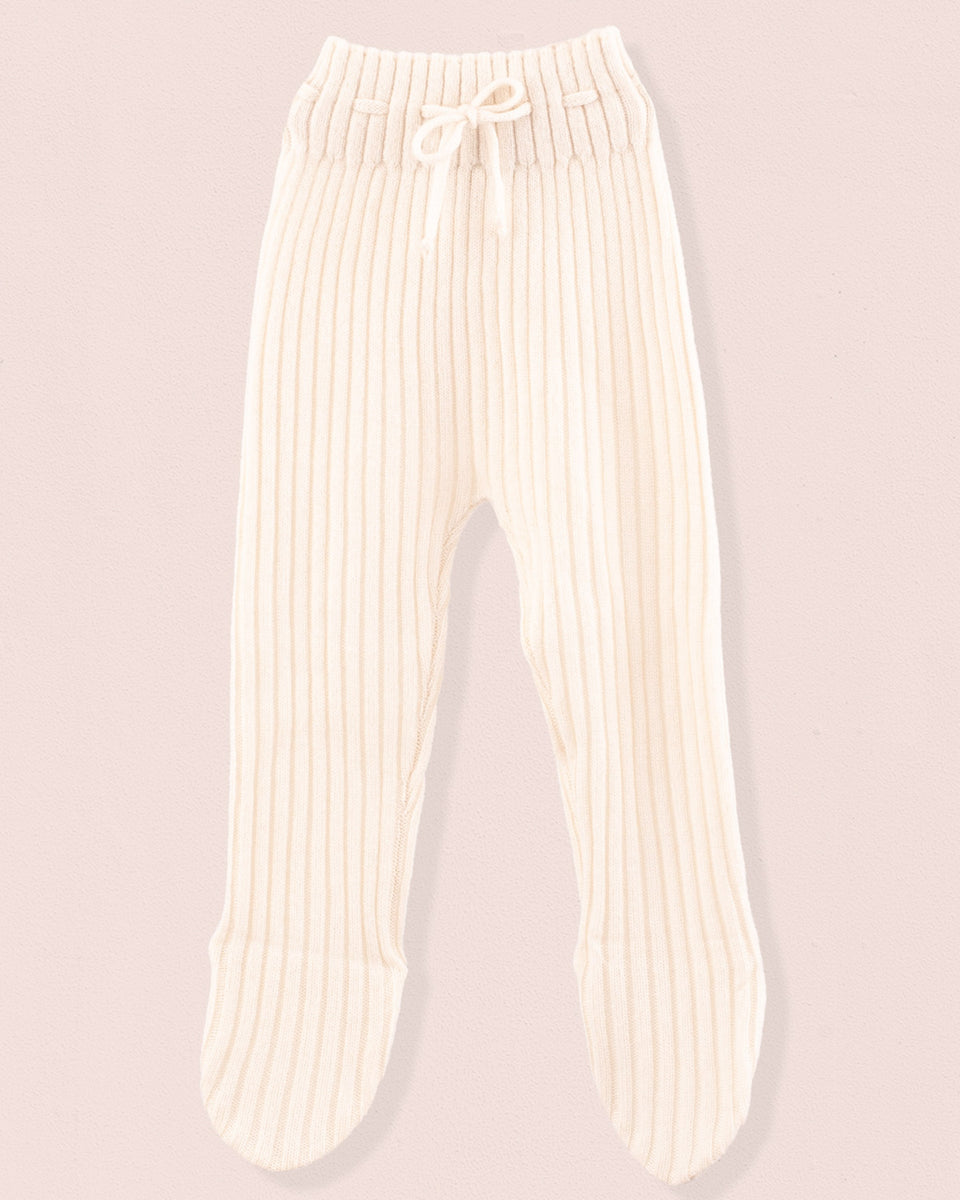 Cashmere Ribbed Cream Footed Legging