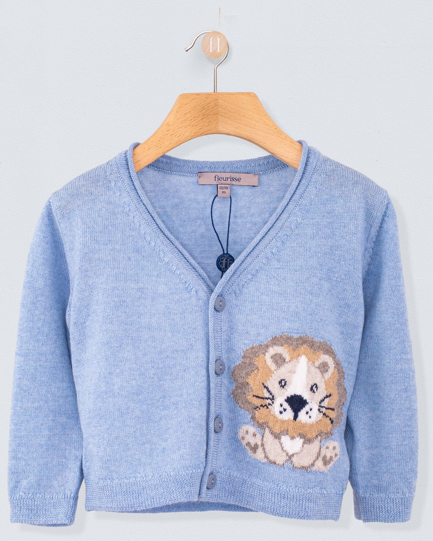 Léon Light Blue Mélange Wool Cardigan - Sweater