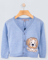 Léon Light Blue Mélange Wool Cardigan
