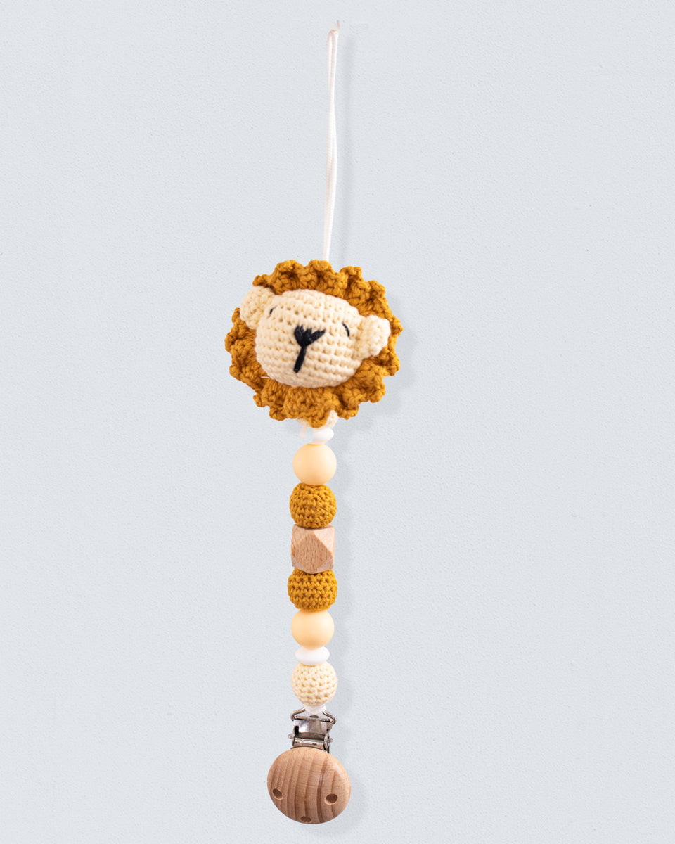 Lion Crochet Pacifier Clip