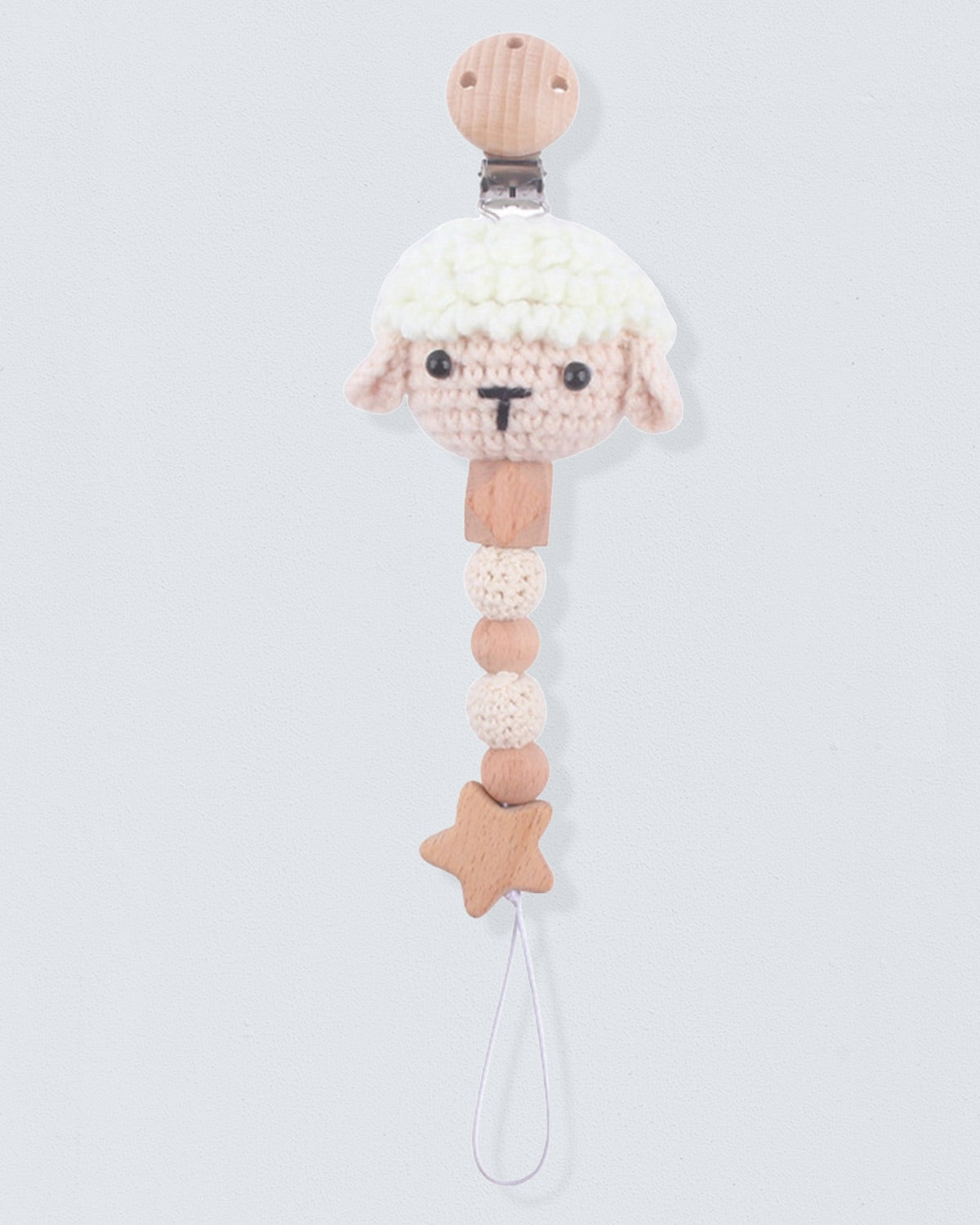 Pacifier Clip Crochet Lamb