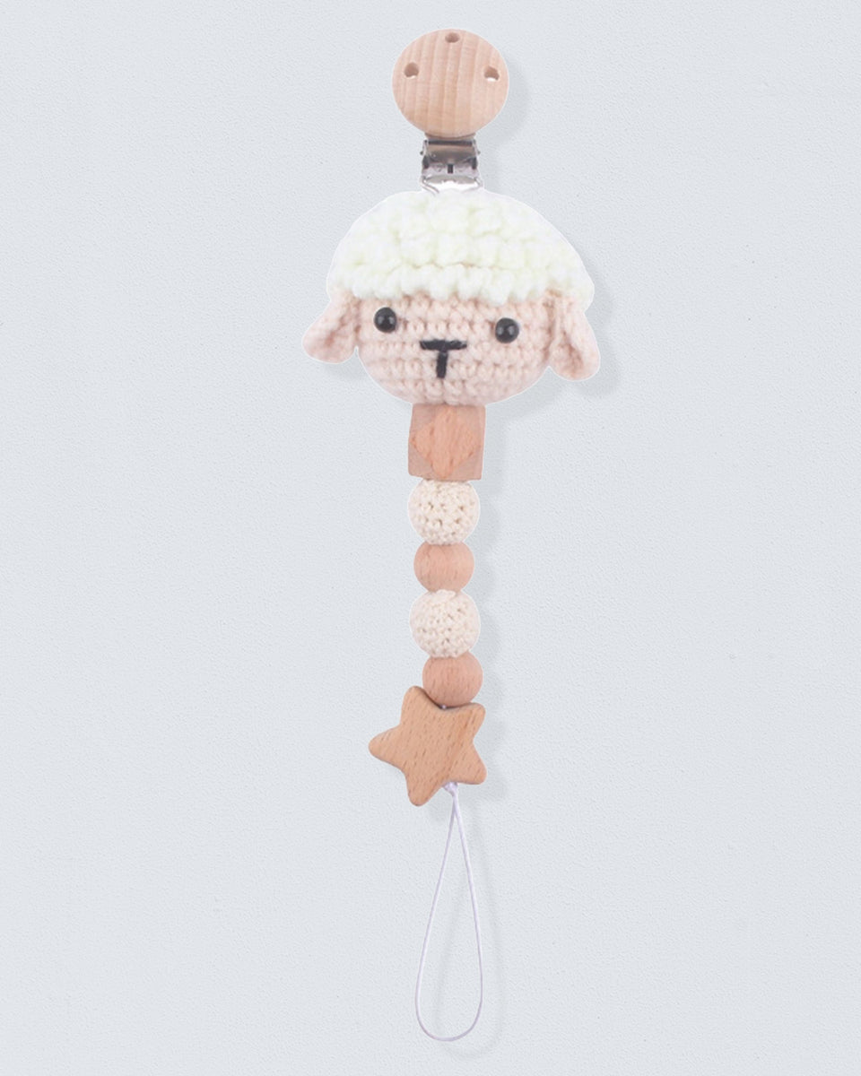 Pacifier Clip Crochet Lamb