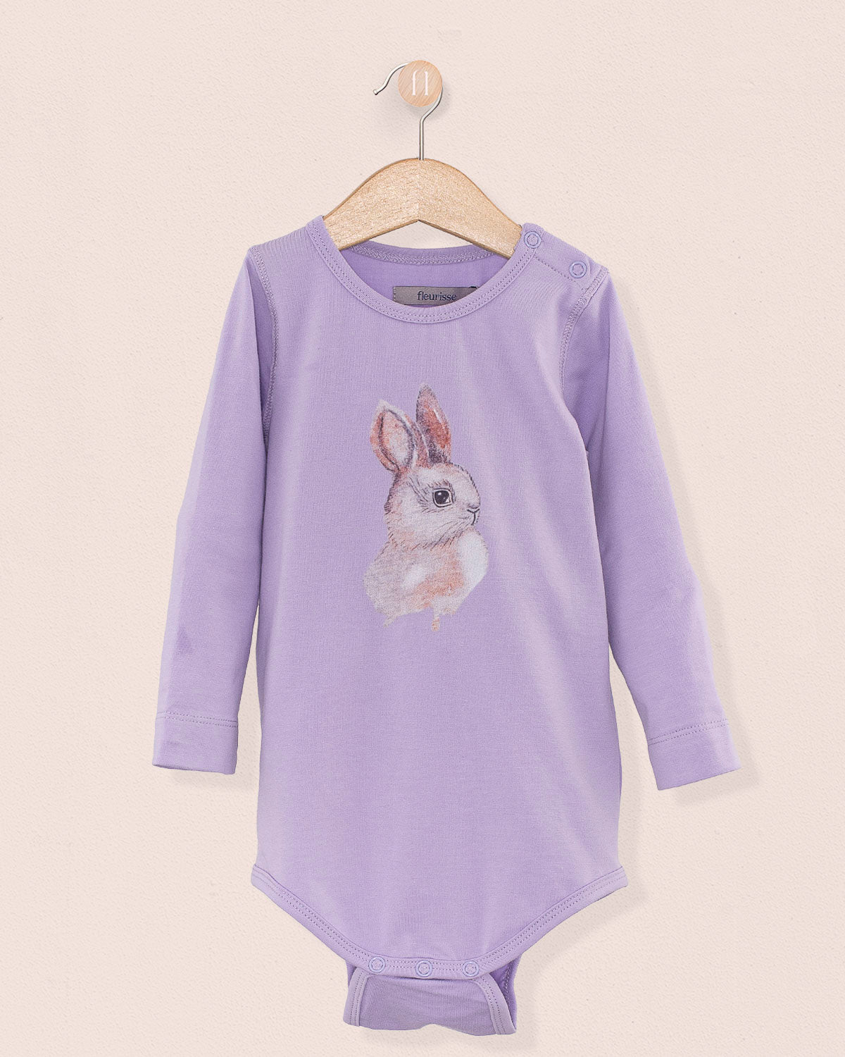 Bunny Print Long Sleeve Onesie Lavender - Onesie