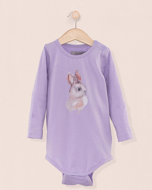 Bunny Print Long Sleeve Onesie Lavender - Onesie