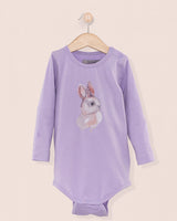Bunny Print Long Sleeve Onesie Lavender