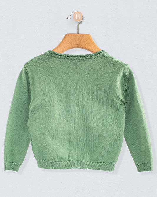 Léon Sage Green Cotton Cardigan - Sweater