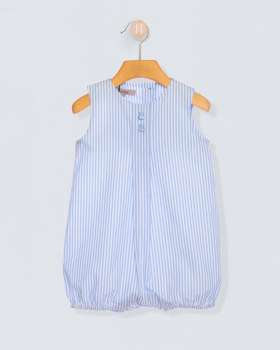 William Light Blue Thin Stripe Romper