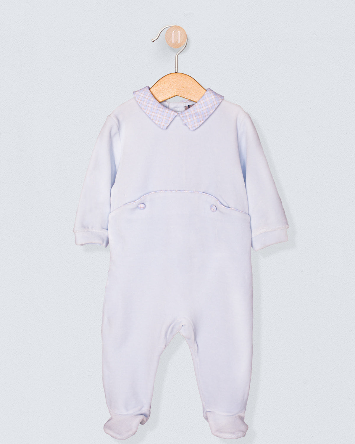 Light Blue Italian Velour Collar Footie