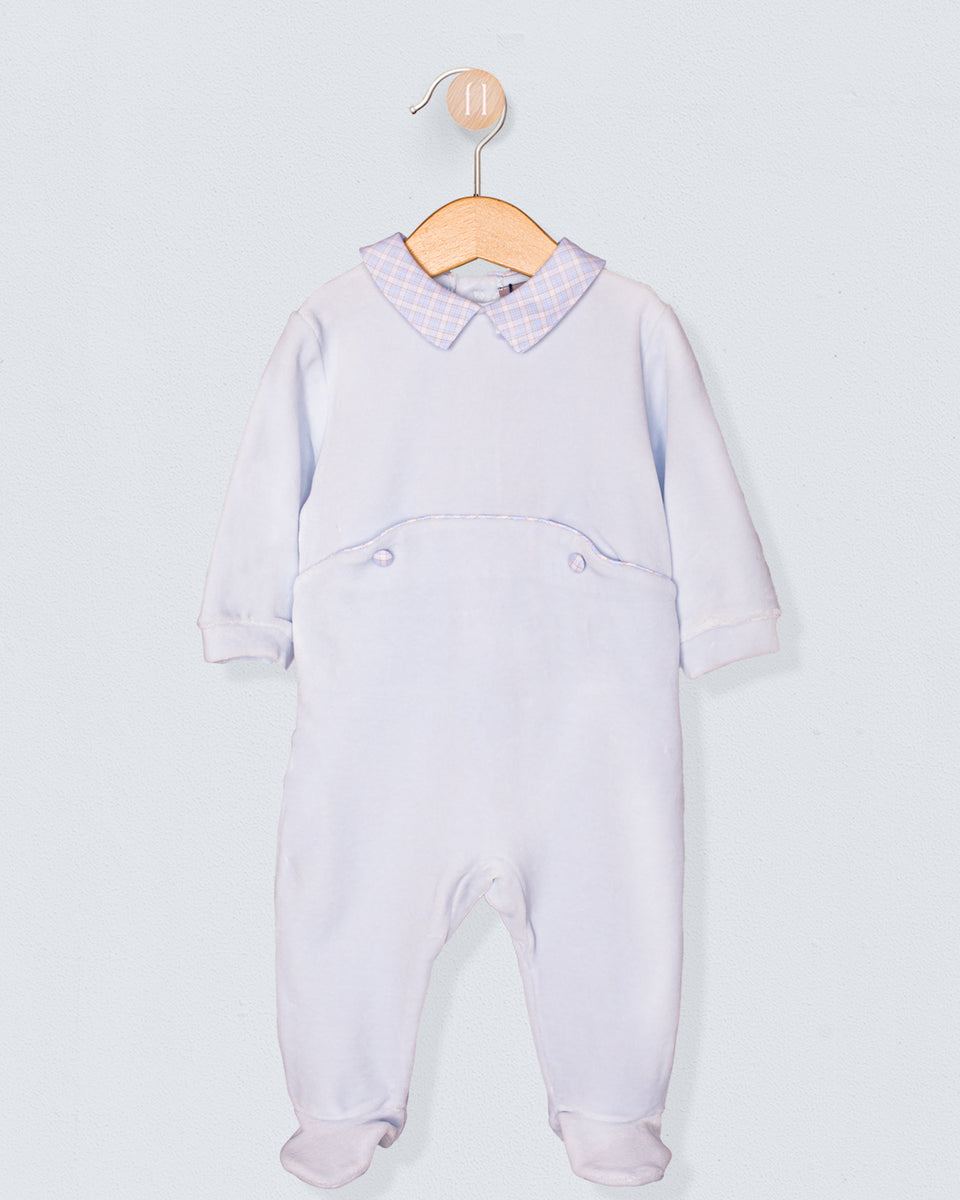 Light Blue Italian Velour Collar Footie