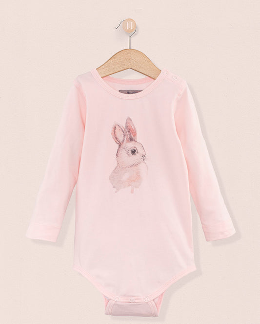 Bunny Print Long Sleeve Onesie Pink - Onesie
