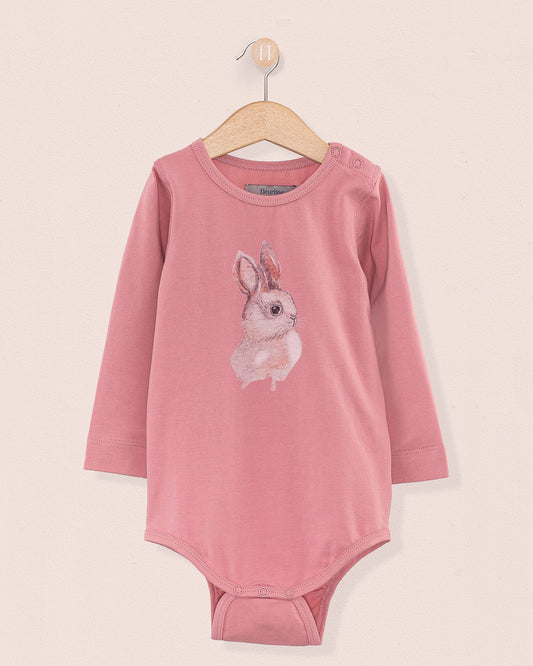 Bunny Print Long Sleeve Onesie Lipstick - Onesie