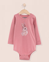 Bunny Print Long Sleeve Onesie Lipstick