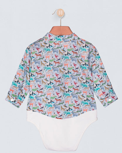 Louis Liberty Animals Blue Queue Onesie Shirt