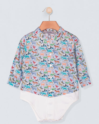 Louis Liberty Animals Blue Queue Onesie Shirt