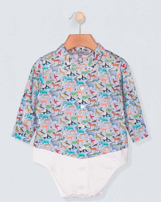Louis Liberty Animals Blue Queue Onesie Shirt