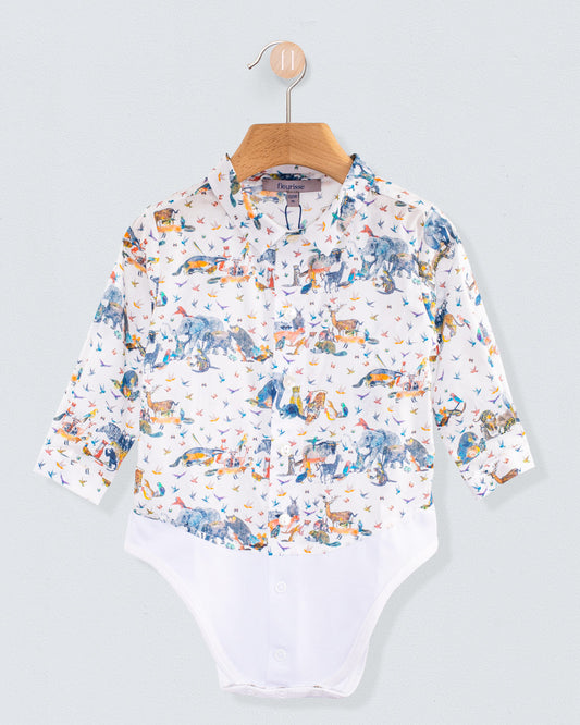 Louis Organic Liberty Jungle Blue Onesie Shirt - Shirt