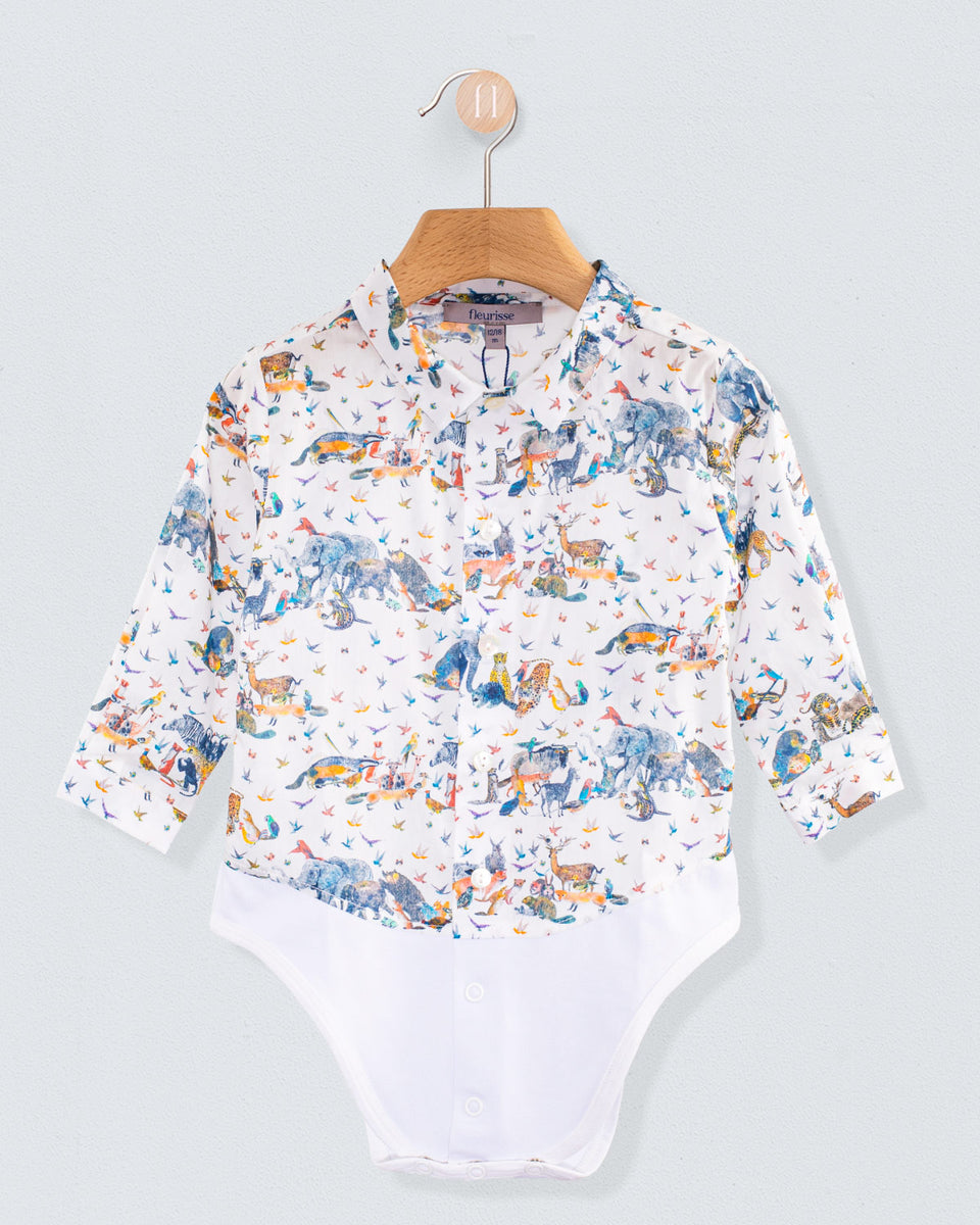 Louis Organic Liberty Jungle Blue Onesie Shirt