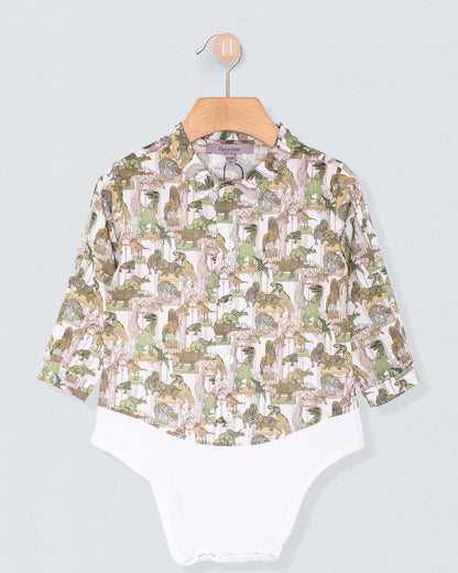 Louis Organic Liberty Hunter Dinosaur Onesie Shirt - Shirt