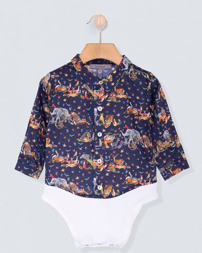 Louis Organic Liberty Jungle Navy Onesie Shirt - Shirt
