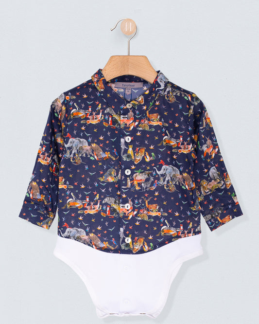Louis Organic Liberty Jungle Navy Onesie Shirt - Shirt