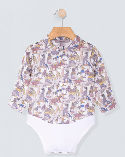 Louis Organic Liberty Slate Dinosaur Onesie Shirt - Shirt