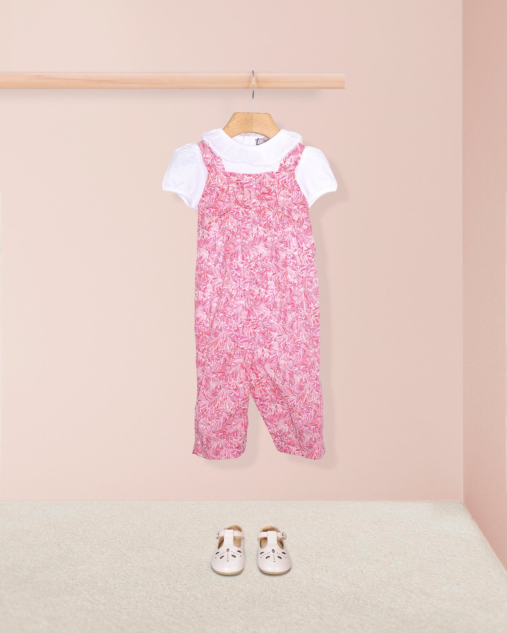 Louise Liberty Wallace Garden Pink Overall - Romper