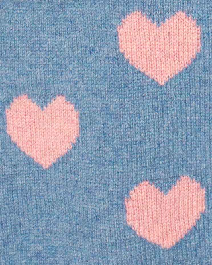 Lovey Denim Blue Hearts Cashmere Dress