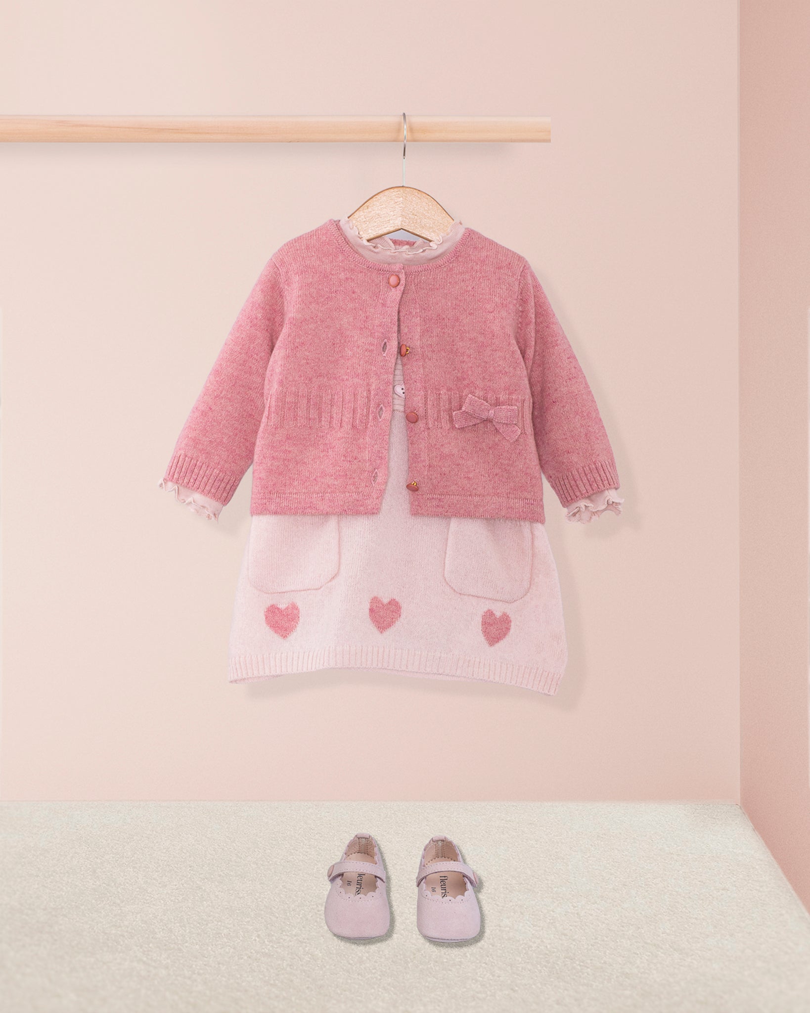 Lovey Pink Hearts Cashmere Dress - Dress