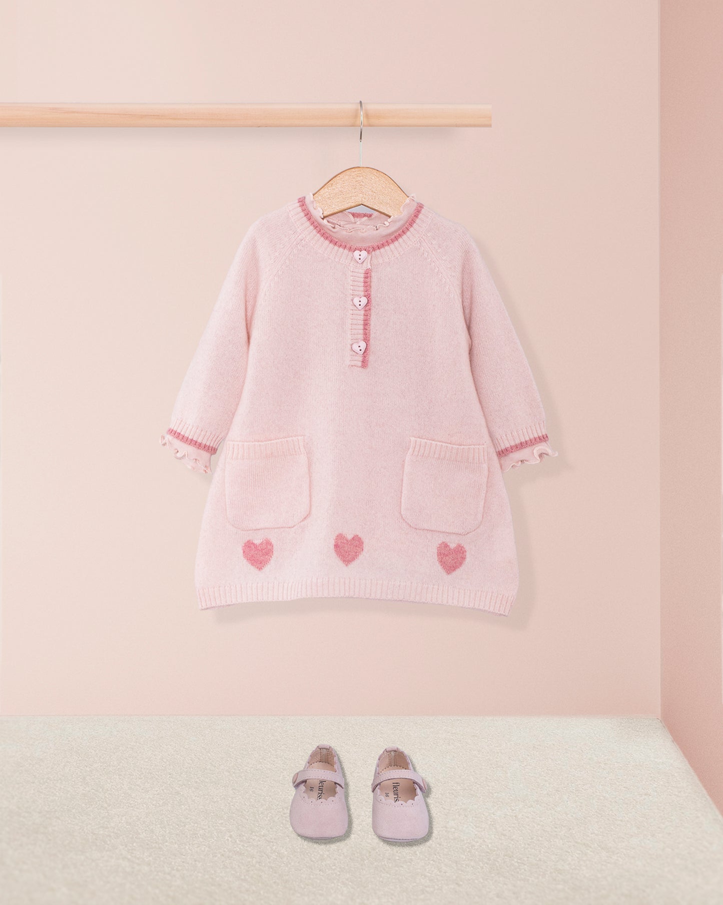 Lovey Pink Hearts Cashmere Dress - Dress