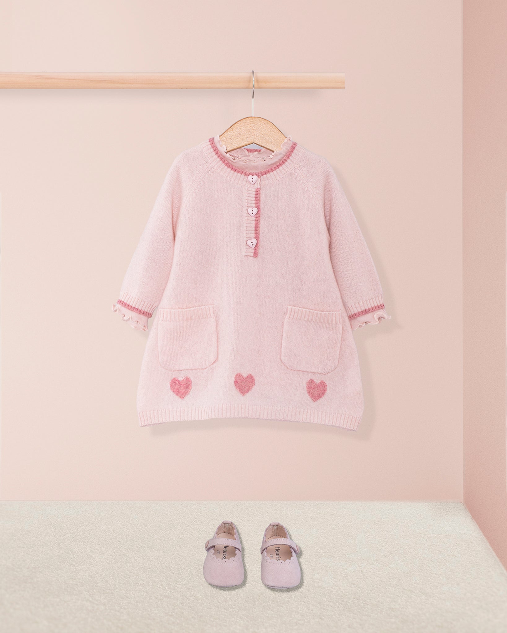 Lovey Pink Hearts Cashmere Dress - Dress