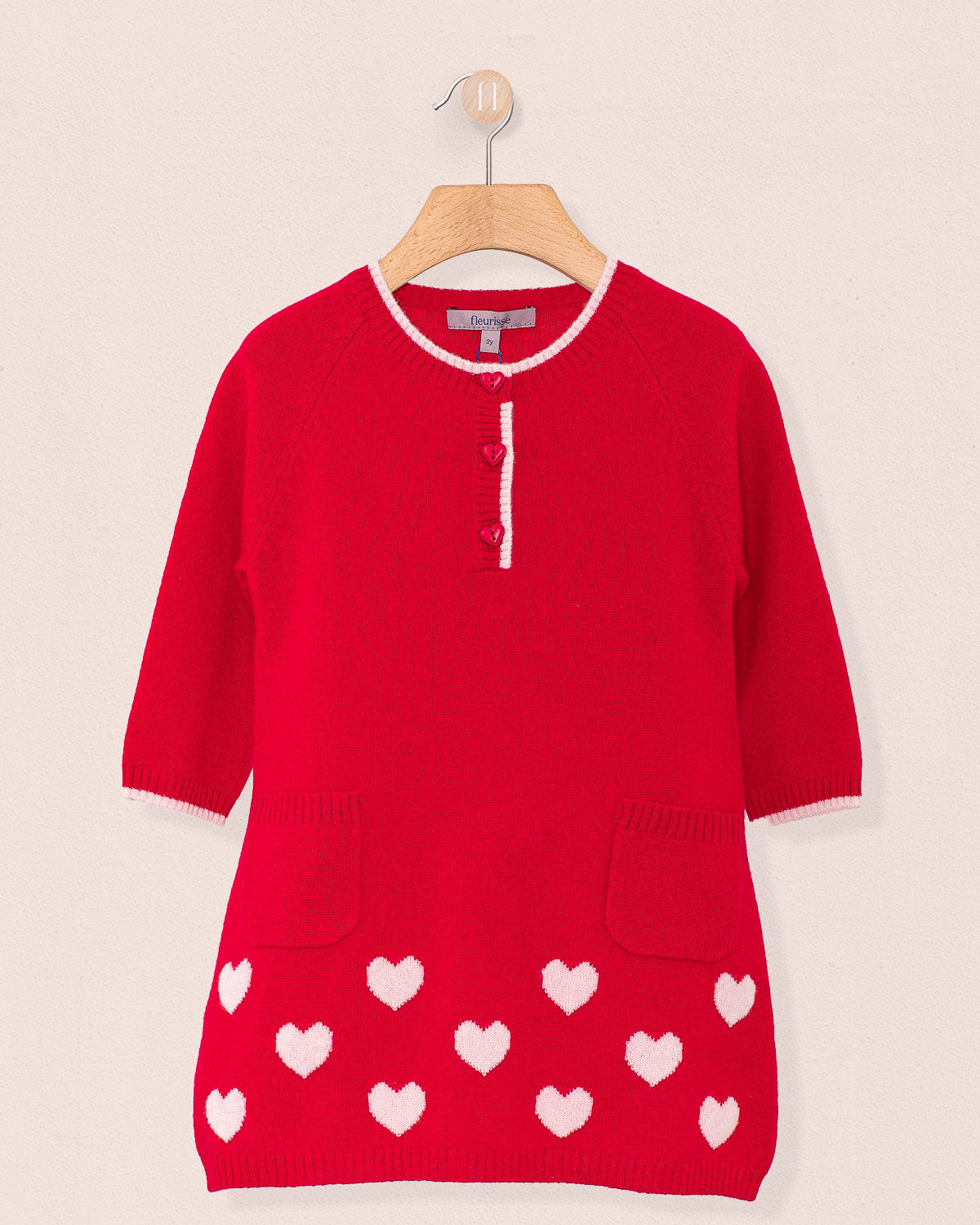 Lovey Red Hearts Cashmere Dress - Dress