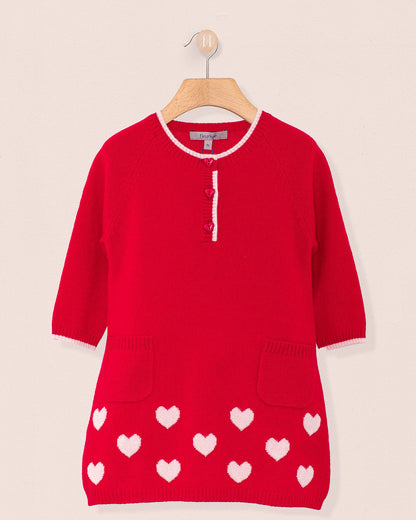 Lovey Red Hearts Cashmere Dress - Dress