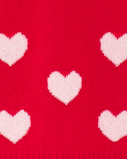 Lovey Red Hearts Cashmere Dress - Dress