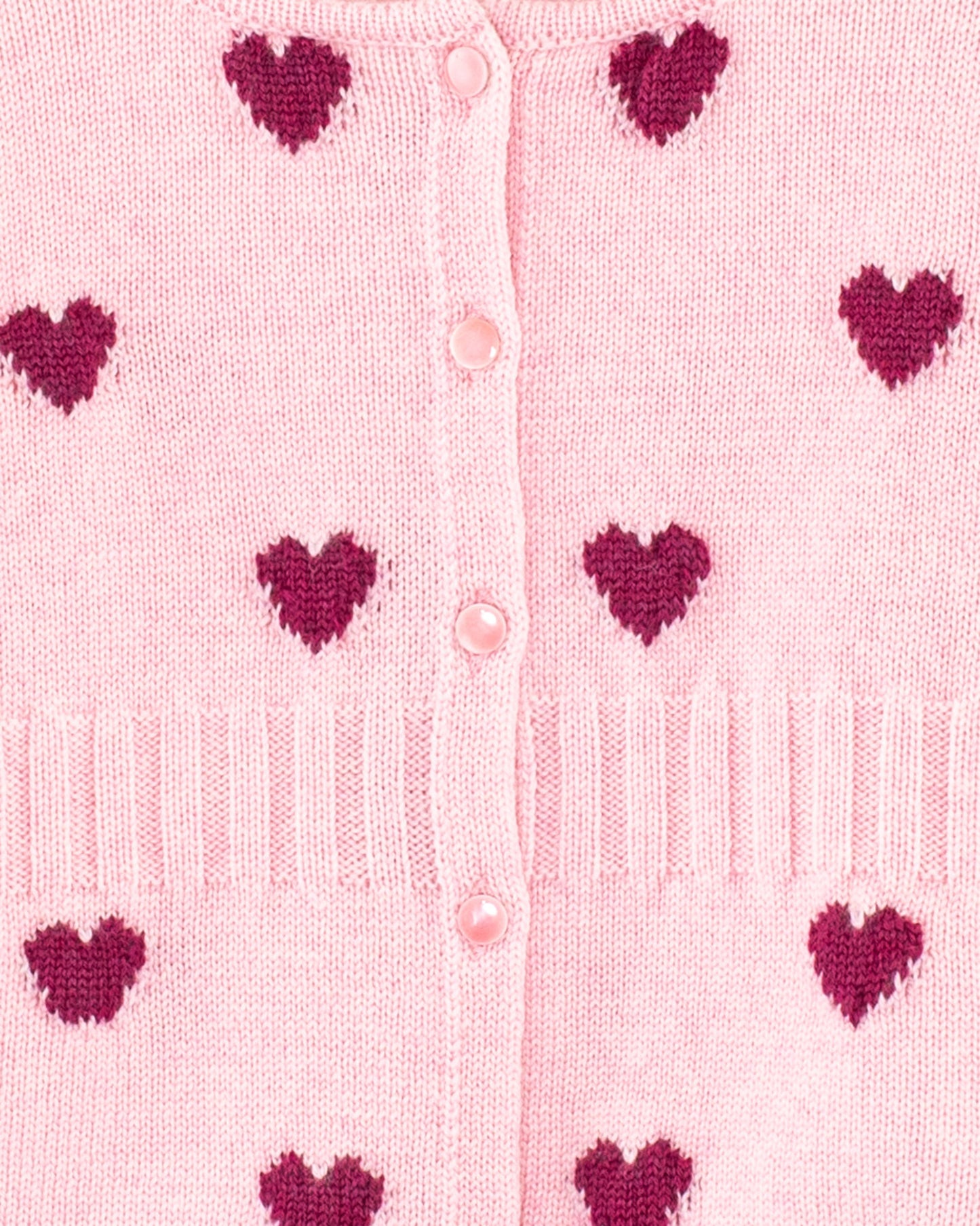Madeleine Pink Hearts Wool Cardigan - Cardigan