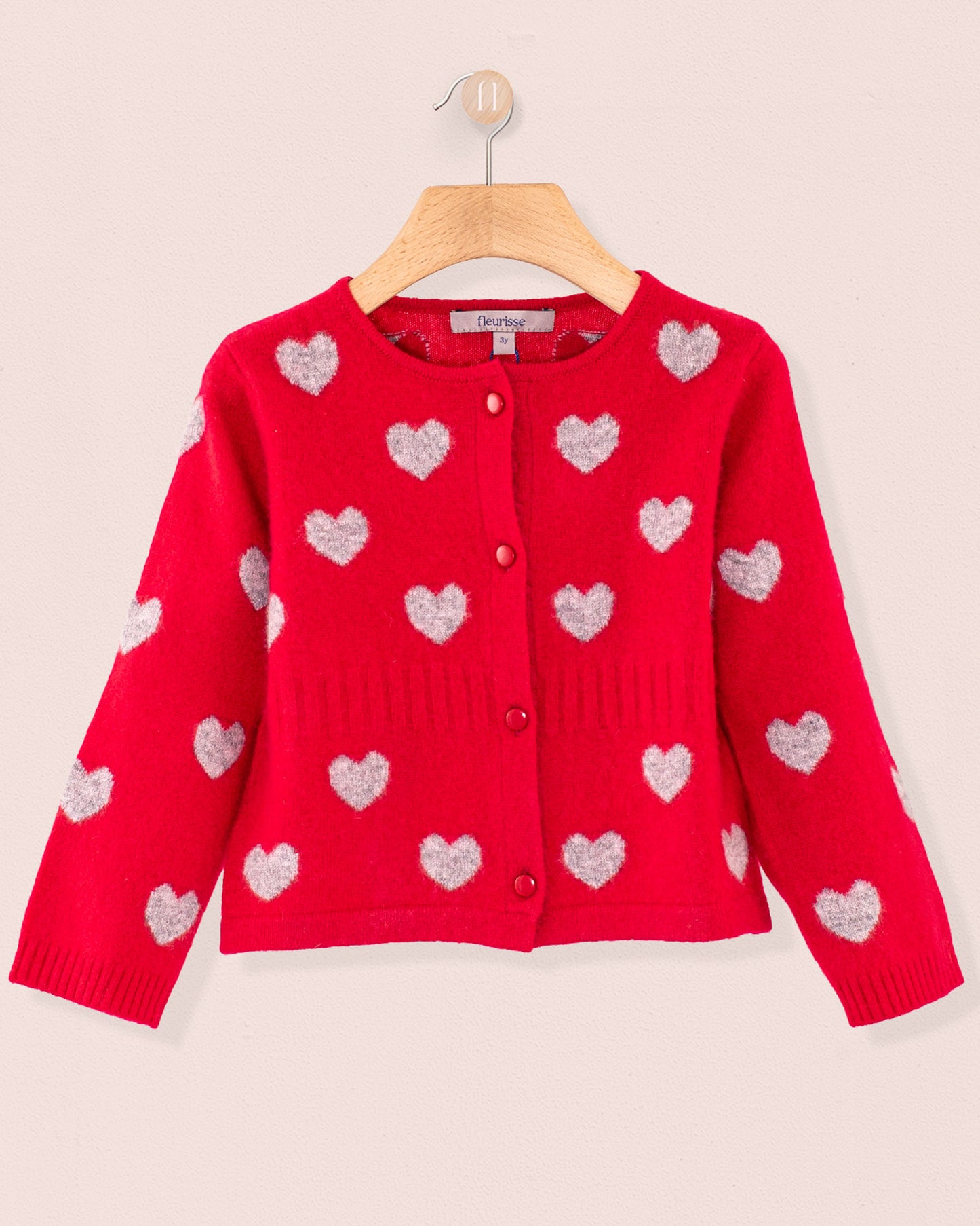 Madeleine Red Hearts Cashmere Cardigan - Cardigan