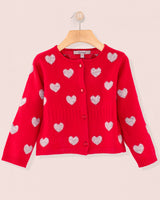 Madeleine Red Hearts Cashmere Cardigan