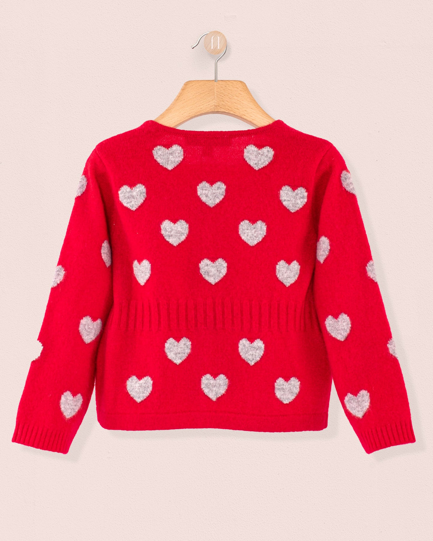 Madeleine Red Hearts Cashmere Cardigan - Cardigan