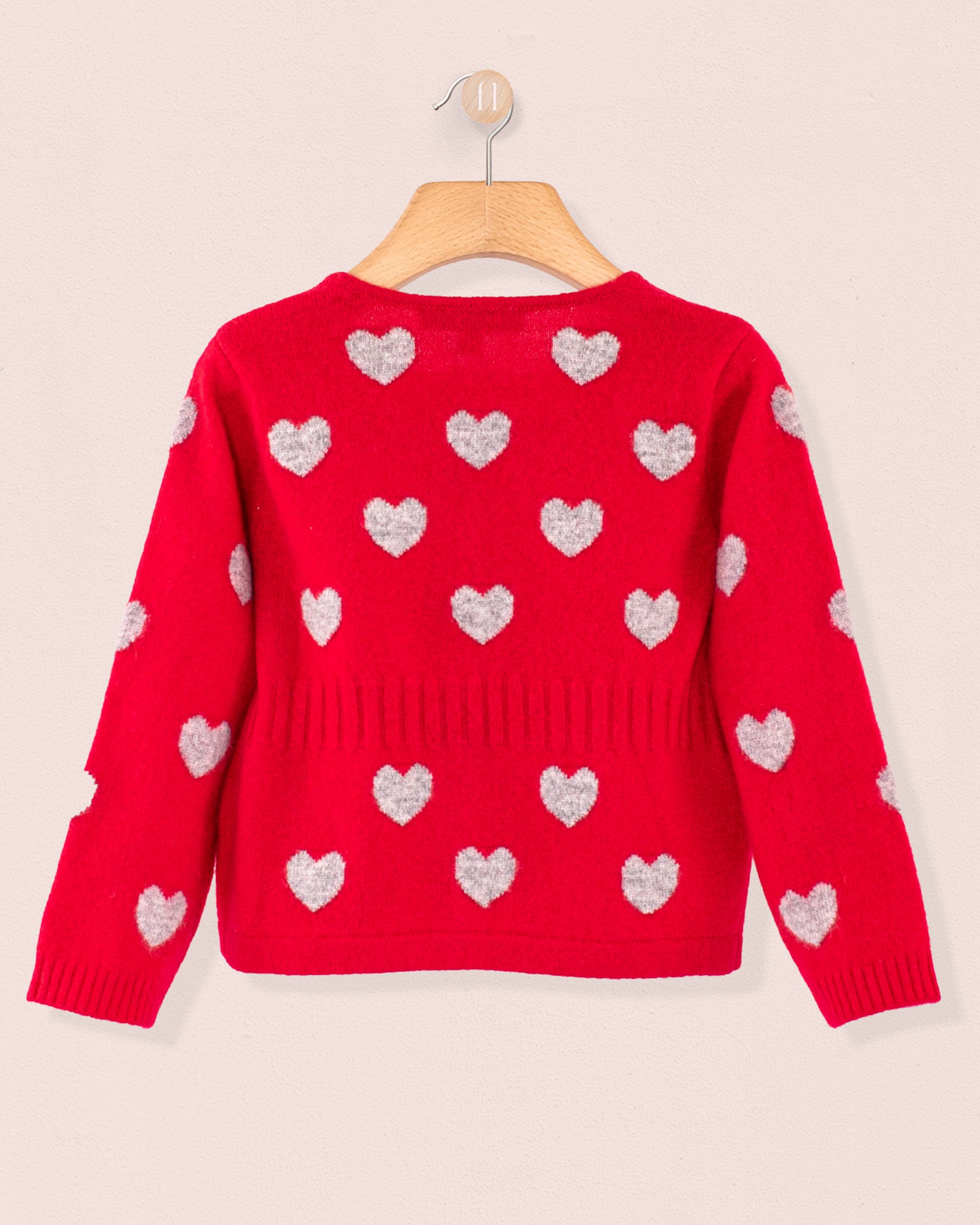 Madeleine Red Hearts Cashmere Cardigan - Cardigan