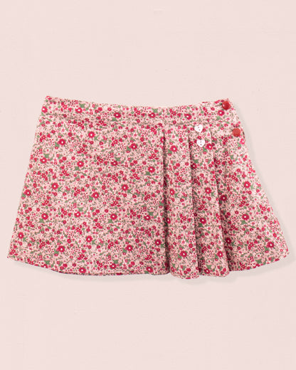 Mauve Mini Floral Pleated Skirt - skirt
