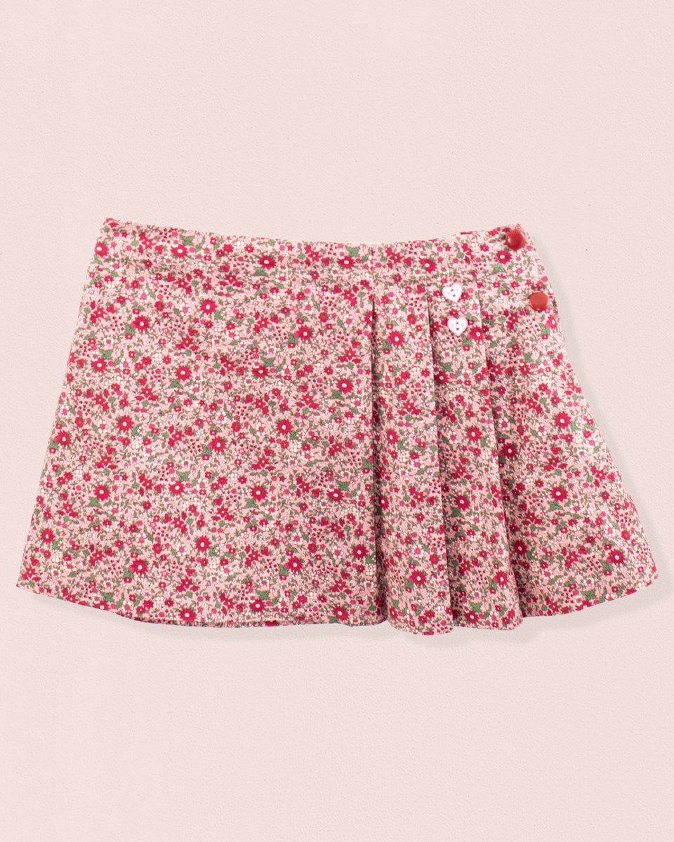 Mauve Mini Floral Pleated Skirt