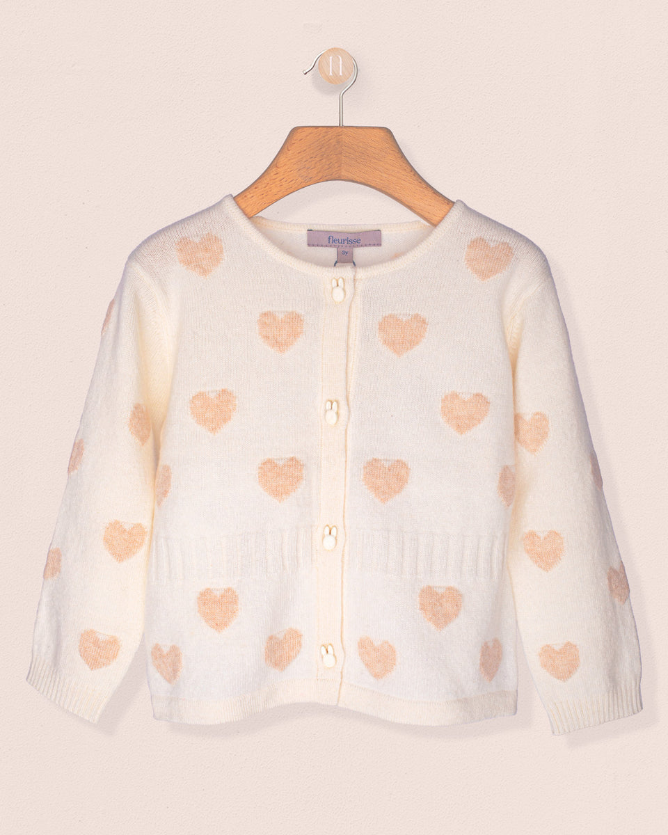 Madeleine Cream Hearts Cashmere Cardigan