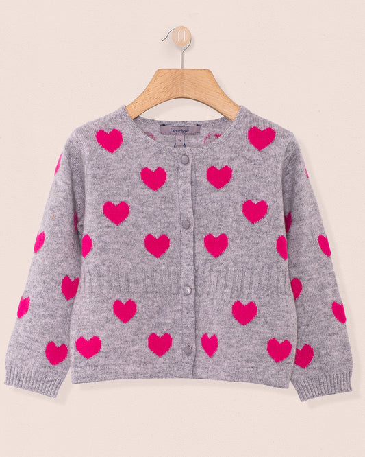 Madeleine Neon Hearts Cashmere Cardigan - Cardigan