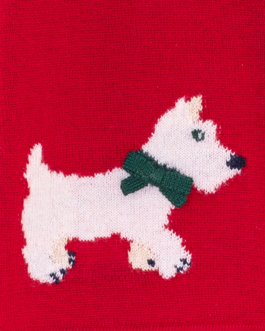 Madeleine Red Scotty Wool Cardigan - Cardigan