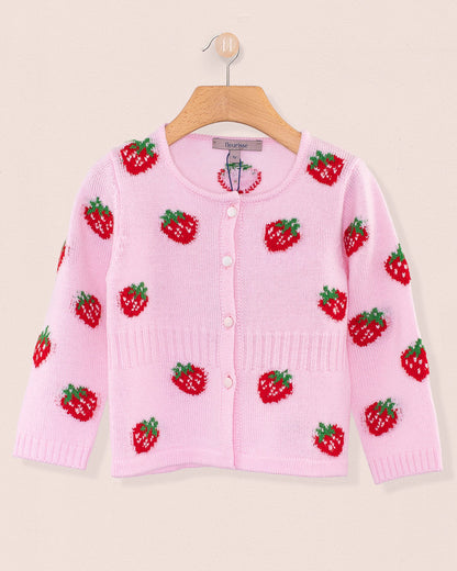 Madeleine Strawberry Wool Cardigan - Cardigan